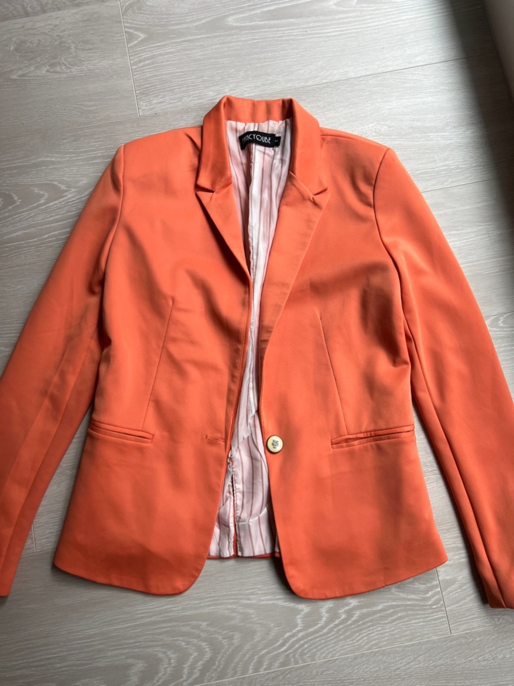 Women's Single-Button Coral Orange Blazer Jacket